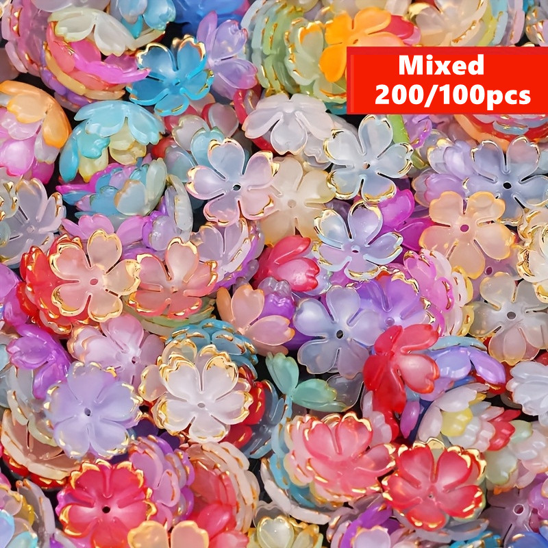 Embroidery Embellishments - 200/100 pezzi di perline floreali acriliche