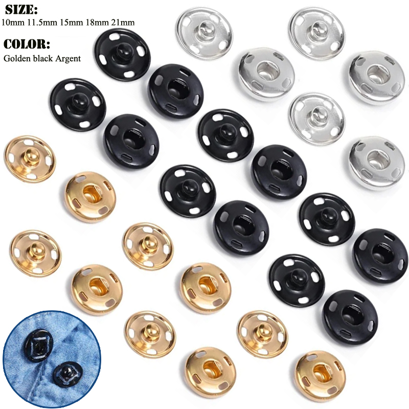 Iron On Stud Set - 10/50 Set 8-10mm Bottoni automatici da